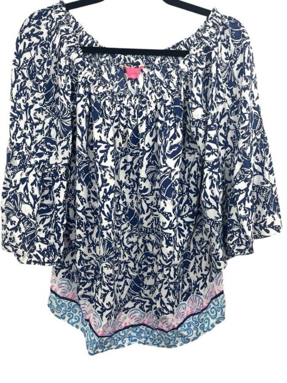 Lilly Pulitzer Nevie Off-the-Shoulder Top – Krillin It, Size L